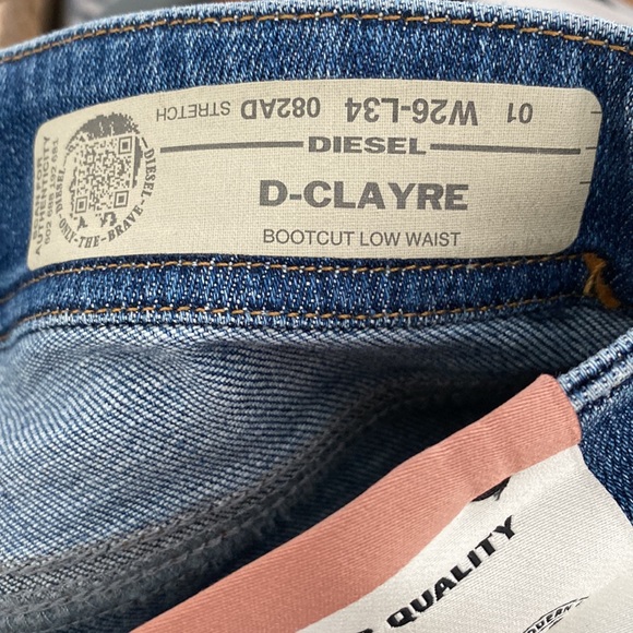 Diesel Jeans D Clayre Bootcut Low Waist Jeans with Studded Details NWT - Picture 12 of 15